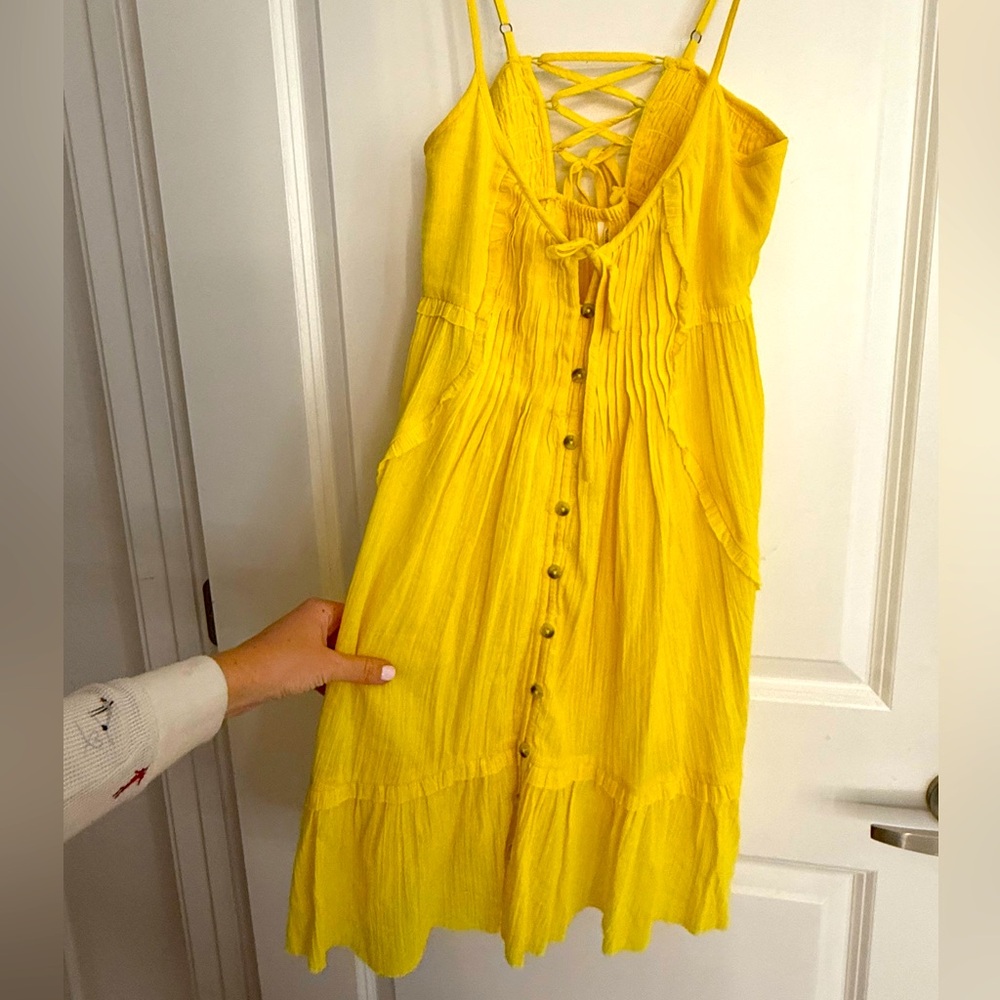 Yellow cute Anthropologie mini dress